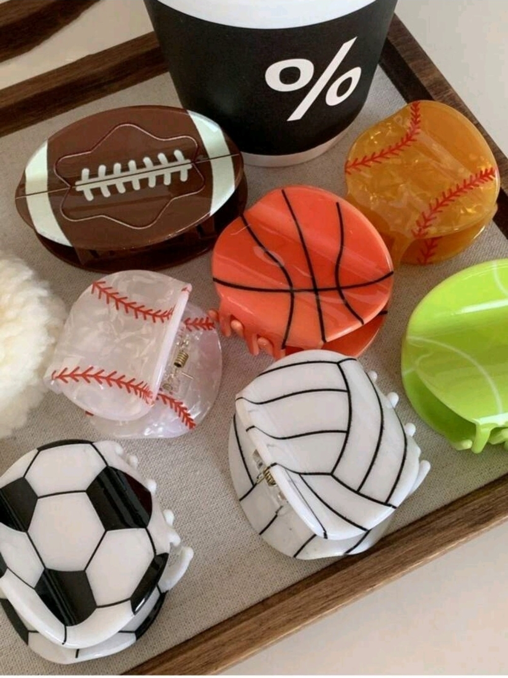 Sport Ball Hair Claw Clips - Multi Color Assortment
